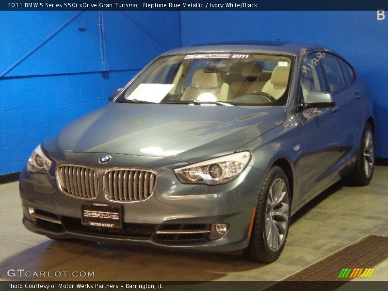 Neptune Blue Metallic / Ivory White/Black 2011 BMW 5 Series 550i xDrive Gran Turismo