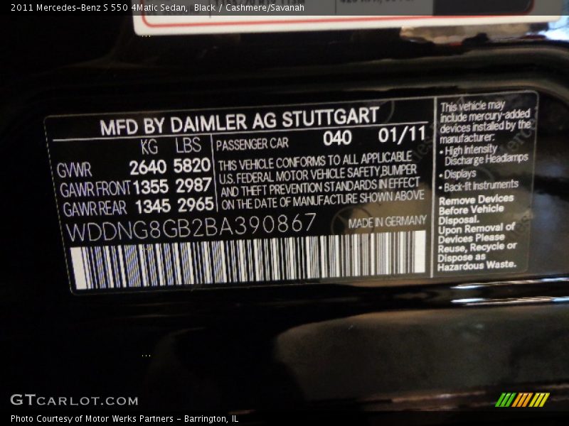 Black / Cashmere/Savanah 2011 Mercedes-Benz S 550 4Matic Sedan