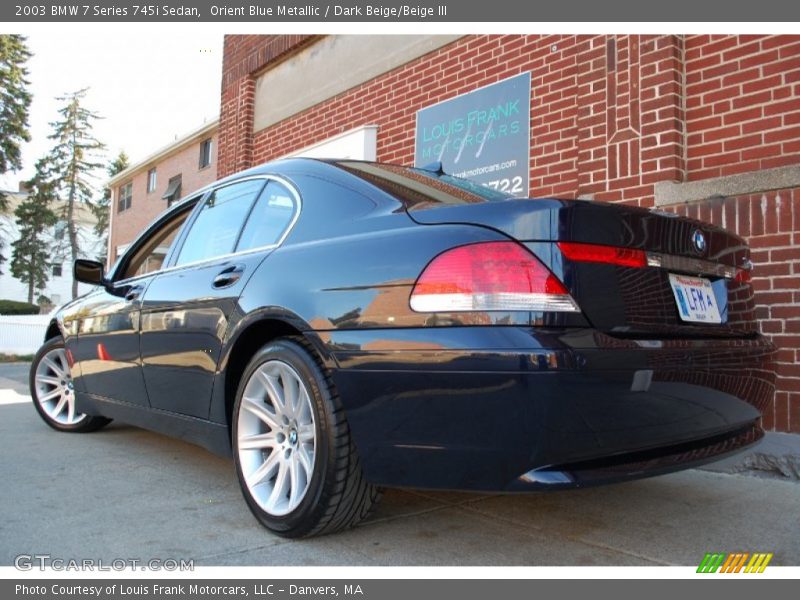 Orient Blue Metallic / Dark Beige/Beige III 2003 BMW 7 Series 745i Sedan