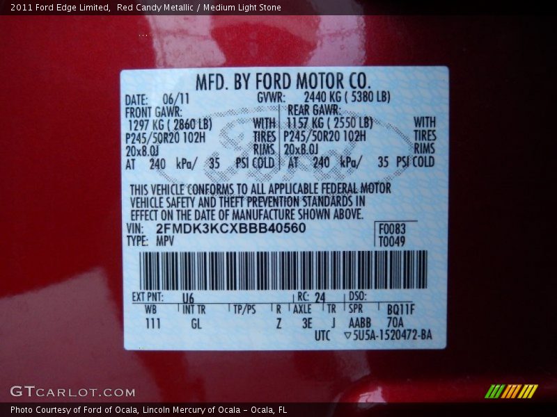 Red Candy Metallic / Medium Light Stone 2011 Ford Edge Limited