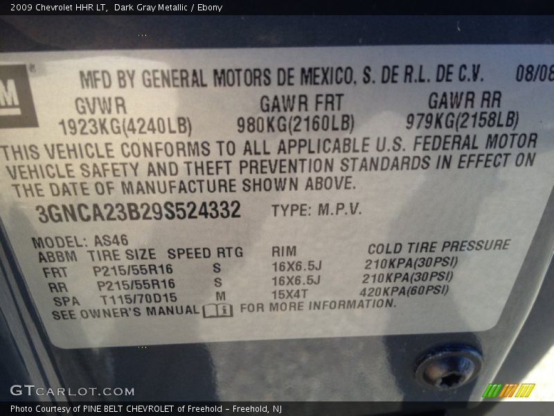 Dark Gray Metallic / Ebony 2009 Chevrolet HHR LT
