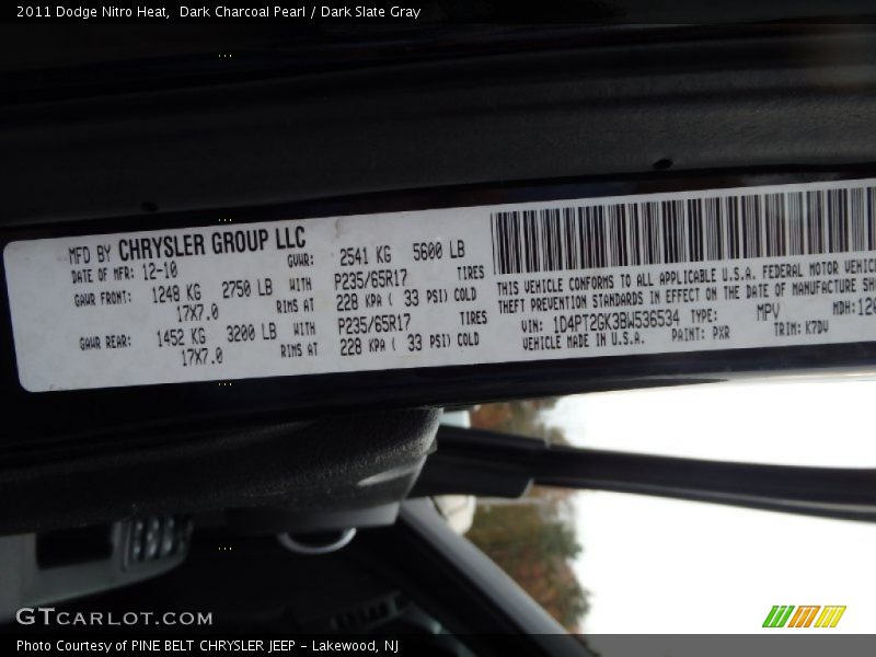 Dark Charcoal Pearl / Dark Slate Gray 2011 Dodge Nitro Heat