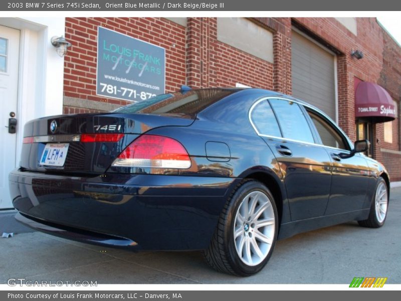 Orient Blue Metallic / Dark Beige/Beige III 2003 BMW 7 Series 745i Sedan