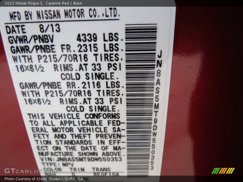 Cayenne Red / Black 2013 Nissan Rogue S