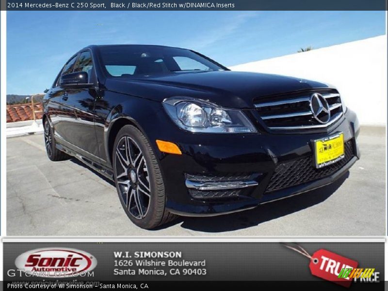 Black / Black/Red Stitch w/DINAMICA Inserts 2014 Mercedes-Benz C 250 Sport