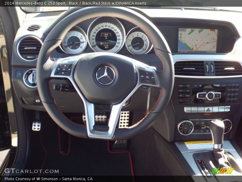 Black / Black/Red Stitch w/DINAMICA Inserts 2014 Mercedes-Benz C 250 Sport