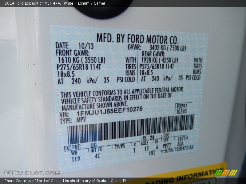 White Platinum / Camel 2014 Ford Expedition XLT 4x4