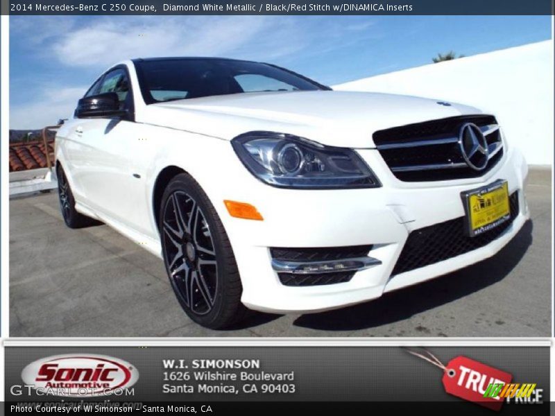 Diamond White Metallic / Black/Red Stitch w/DINAMICA Inserts 2014 Mercedes-Benz C 250 Coupe