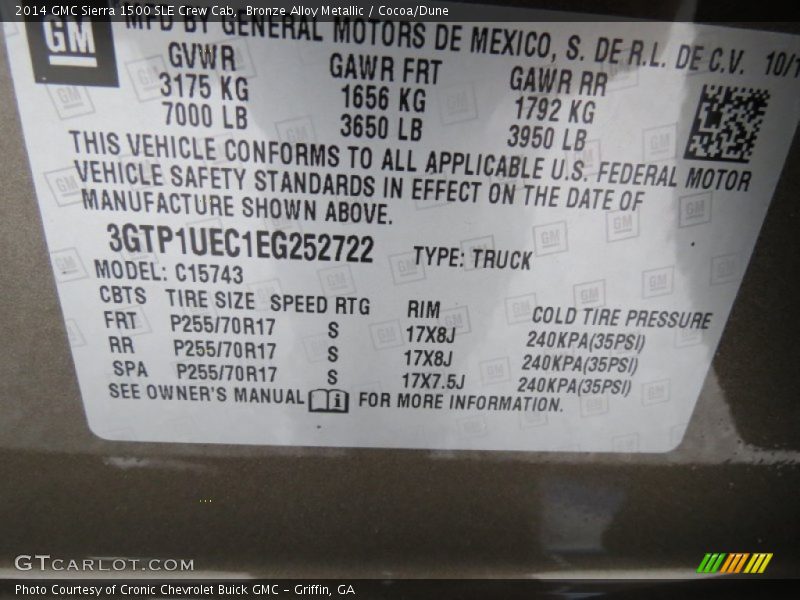 Bronze Alloy Metallic / Cocoa/Dune 2014 GMC Sierra 1500 SLE Crew Cab