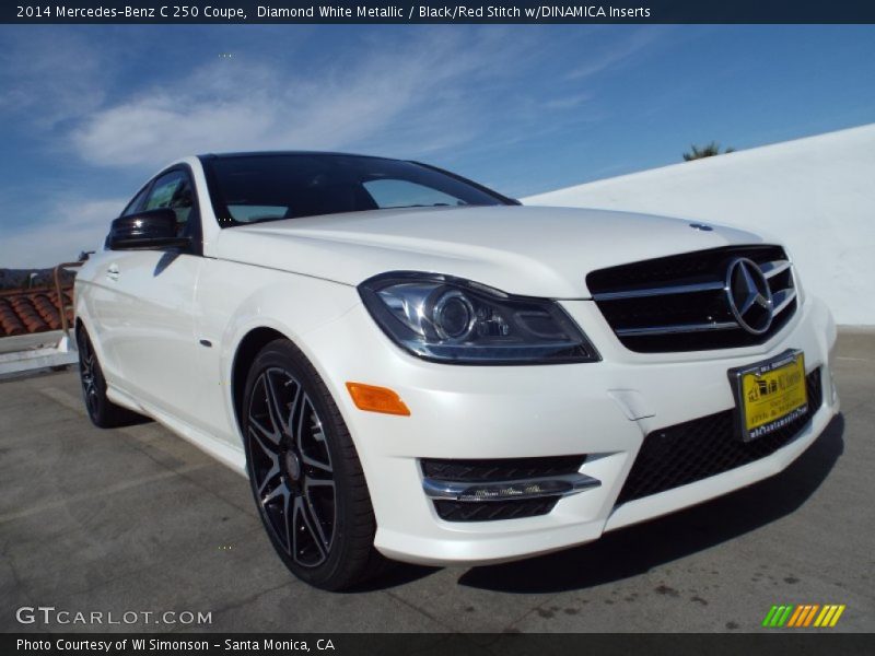 Diamond White Metallic / Black/Red Stitch w/DINAMICA Inserts 2014 Mercedes-Benz C 250 Coupe