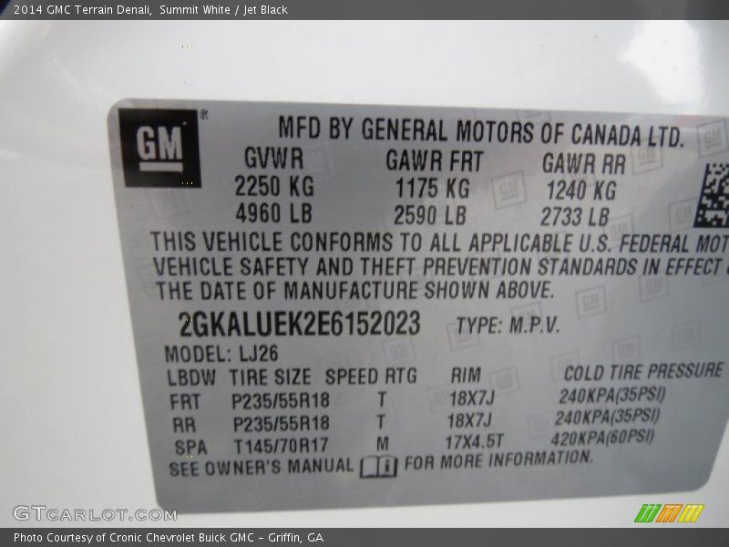 Summit White / Jet Black 2014 GMC Terrain Denali