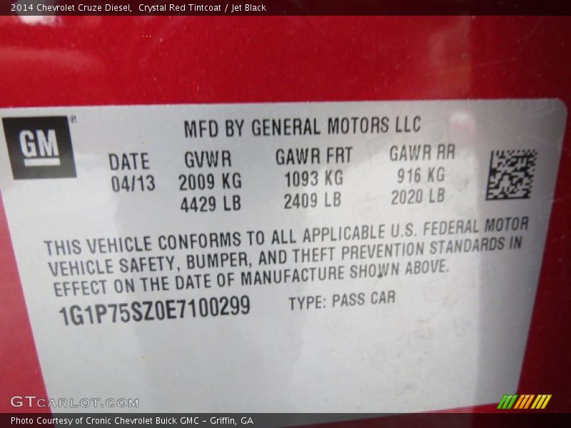 Crystal Red Tintcoat / Jet Black 2014 Chevrolet Cruze Diesel