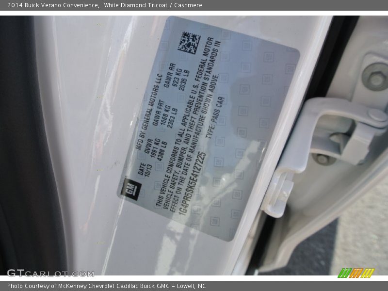 White Diamond Tricoat / Cashmere 2014 Buick Verano Convenience