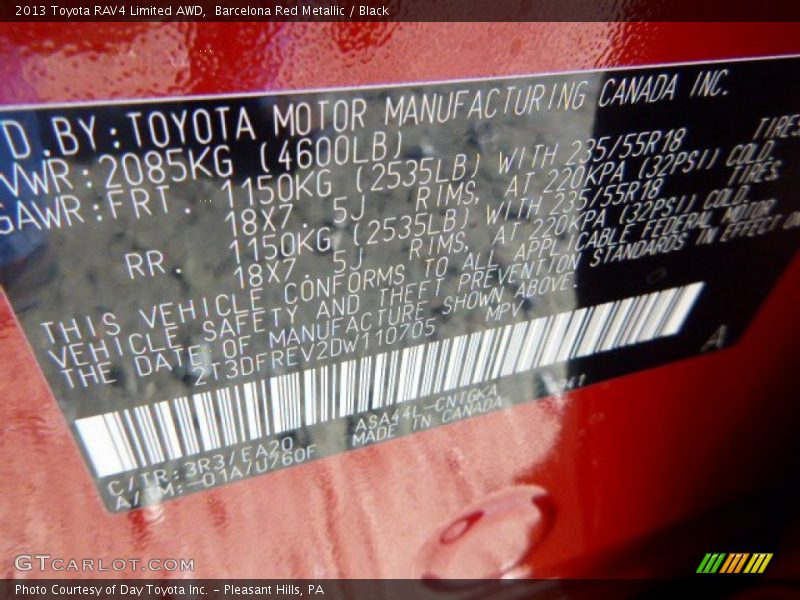 Barcelona Red Metallic / Black 2013 Toyota RAV4 Limited AWD
