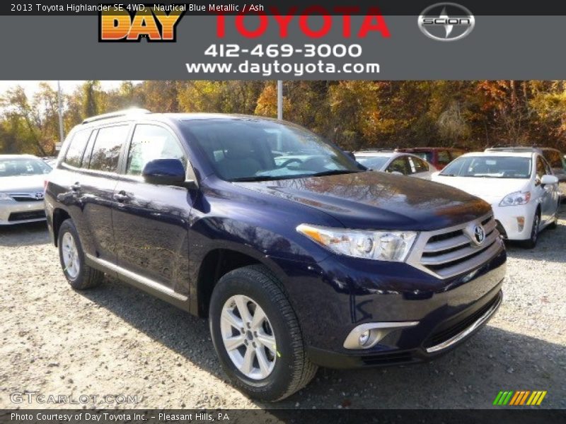 Nautical Blue Metallic / Ash 2013 Toyota Highlander SE 4WD