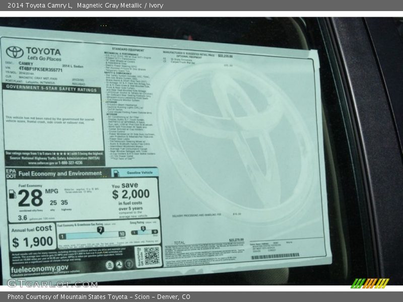 Magnetic Gray Metallic / Ivory 2014 Toyota Camry L