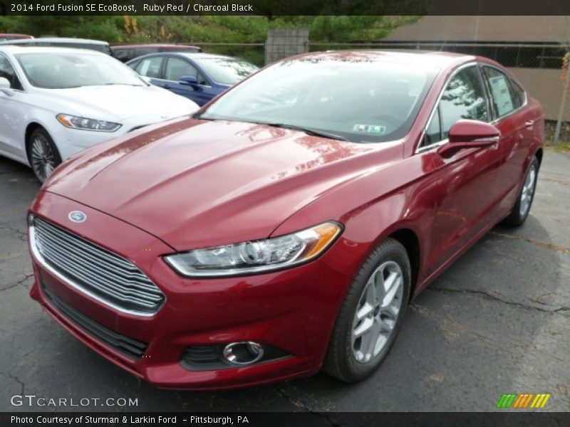 Ruby Red / Charcoal Black 2014 Ford Fusion SE EcoBoost