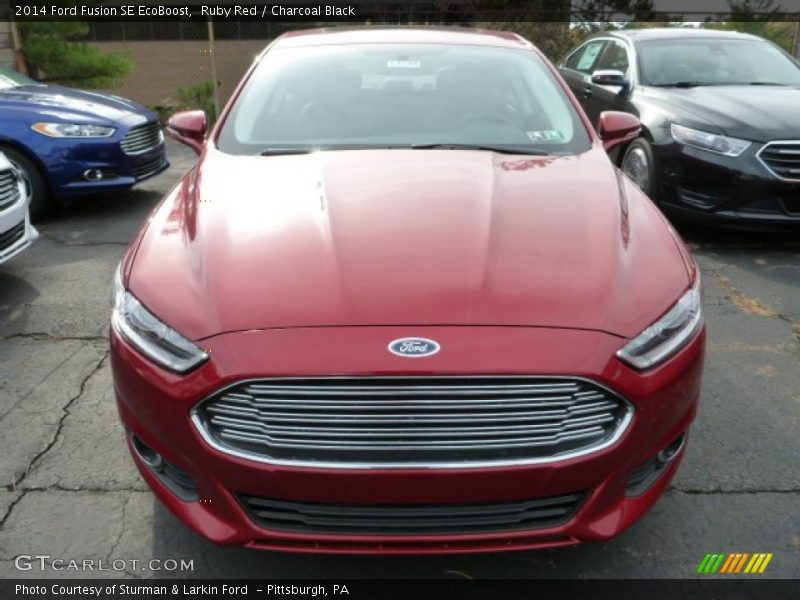 Ruby Red / Charcoal Black 2014 Ford Fusion SE EcoBoost