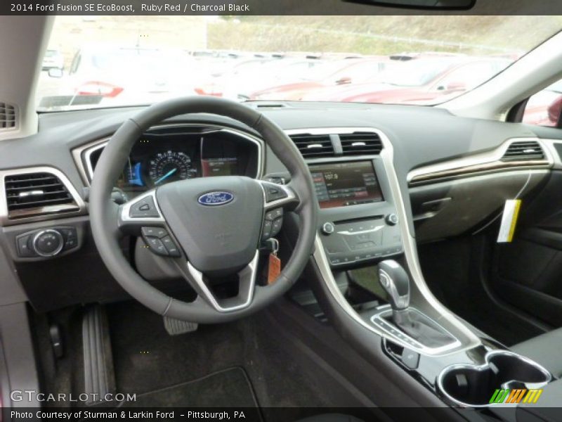 Ruby Red / Charcoal Black 2014 Ford Fusion SE EcoBoost