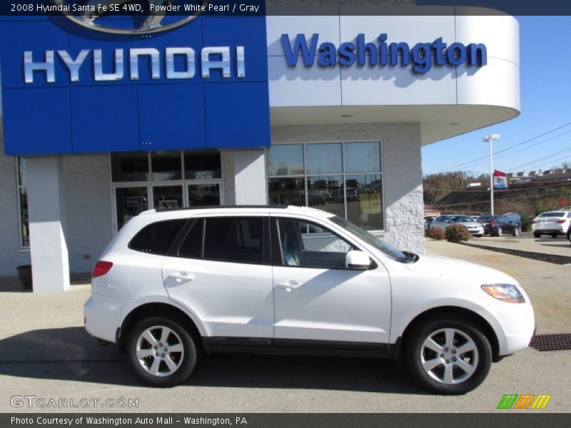 Powder White Pearl / Gray 2008 Hyundai Santa Fe SE 4WD