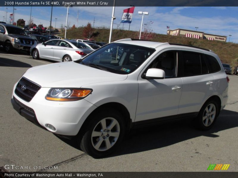 Powder White Pearl / Gray 2008 Hyundai Santa Fe SE 4WD