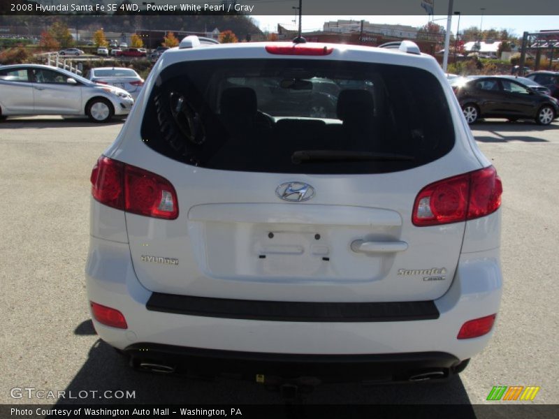 Powder White Pearl / Gray 2008 Hyundai Santa Fe SE 4WD