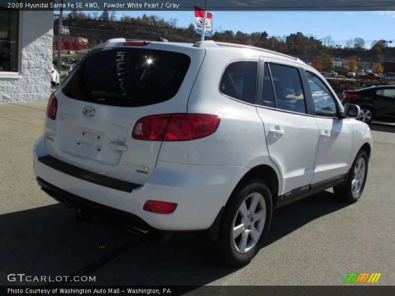 Powder White Pearl / Gray 2008 Hyundai Santa Fe SE 4WD
