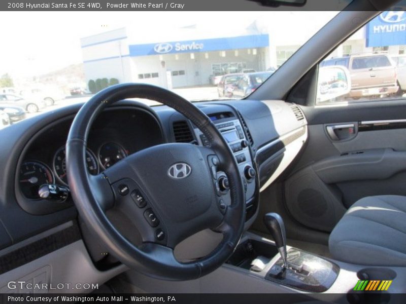 Powder White Pearl / Gray 2008 Hyundai Santa Fe SE 4WD