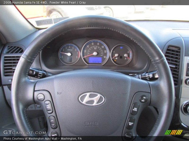 Powder White Pearl / Gray 2008 Hyundai Santa Fe SE 4WD