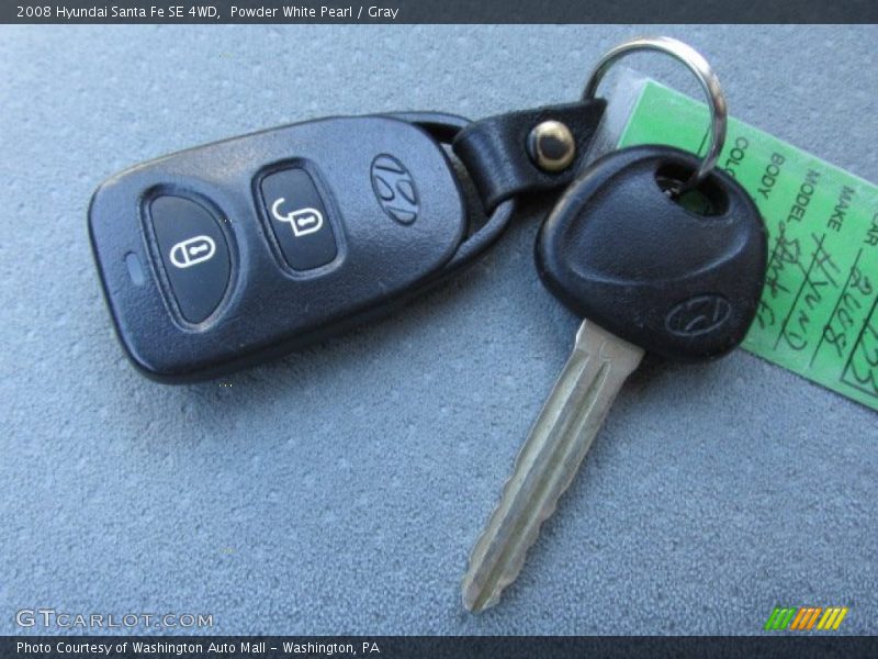 Powder White Pearl / Gray 2008 Hyundai Santa Fe SE 4WD
