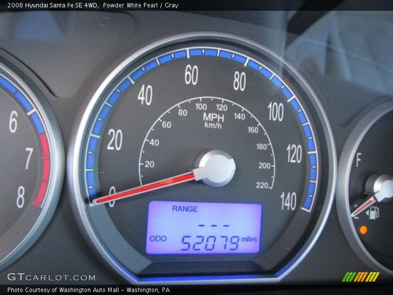 Powder White Pearl / Gray 2008 Hyundai Santa Fe SE 4WD