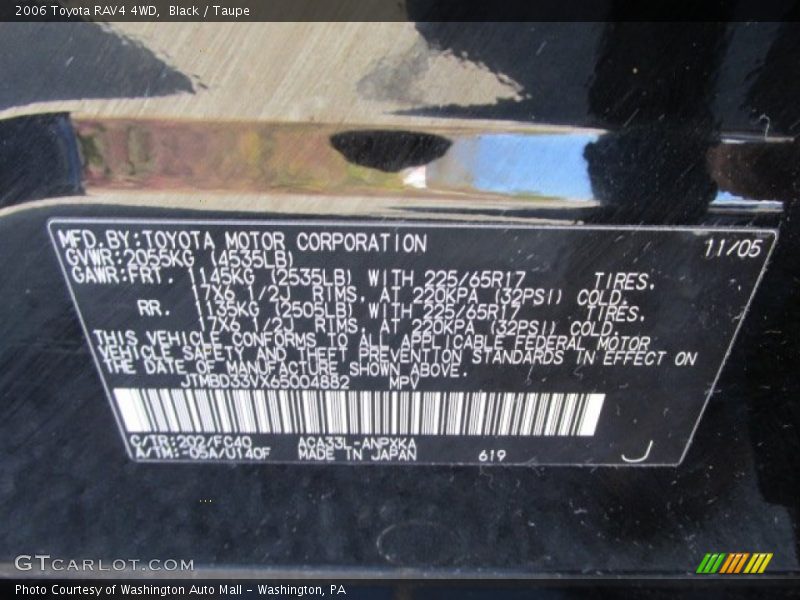 Black / Taupe 2006 Toyota RAV4 4WD