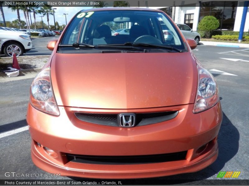 Blaze Orange Metallic / Black 2007 Honda Fit Sport