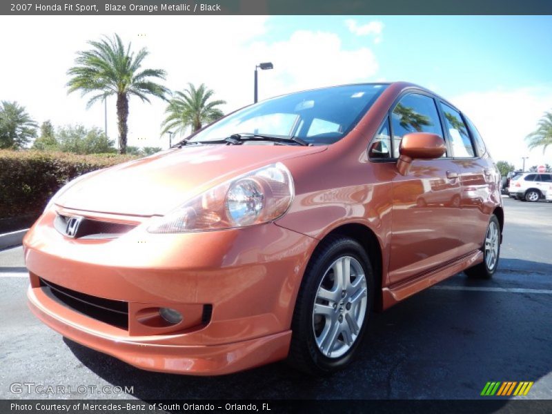 Blaze Orange Metallic / Black 2007 Honda Fit Sport