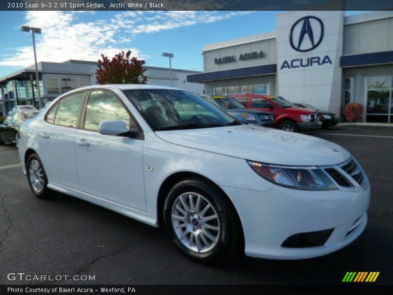 Arctic White / Black 2010 Saab 9-3 2.0T Sport Sedan