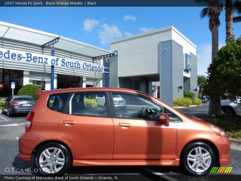 Blaze Orange Metallic / Black 2007 Honda Fit Sport