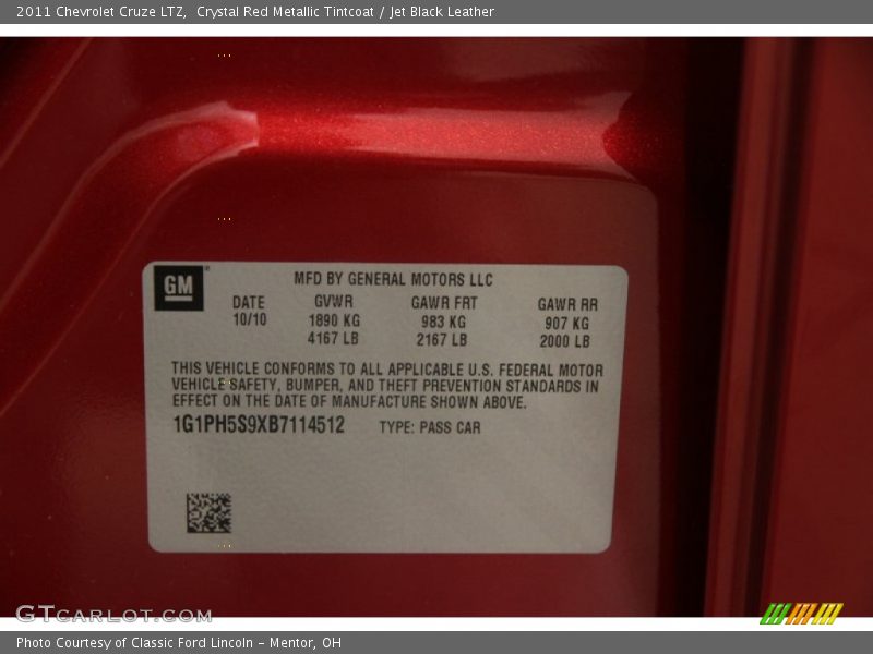 Crystal Red Metallic Tintcoat / Jet Black Leather 2011 Chevrolet Cruze LTZ