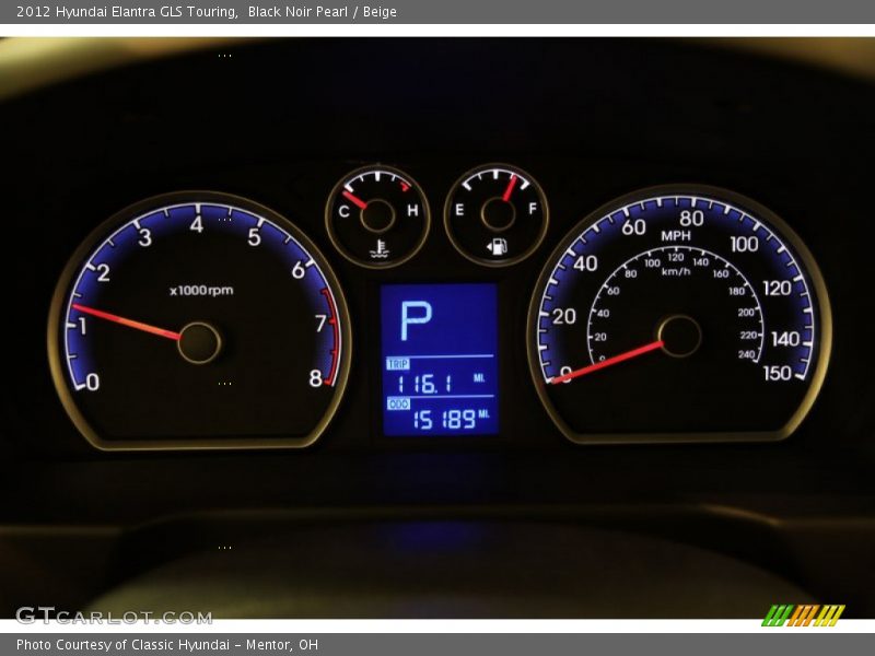 Black Noir Pearl / Beige 2012 Hyundai Elantra GLS Touring