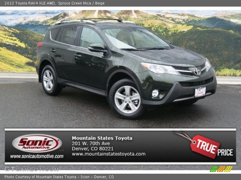 Spruce Green Mica / Beige 2013 Toyota RAV4 XLE AWD