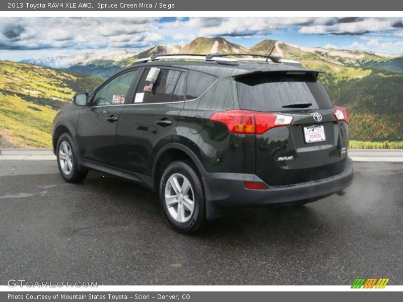 Spruce Green Mica / Beige 2013 Toyota RAV4 XLE AWD