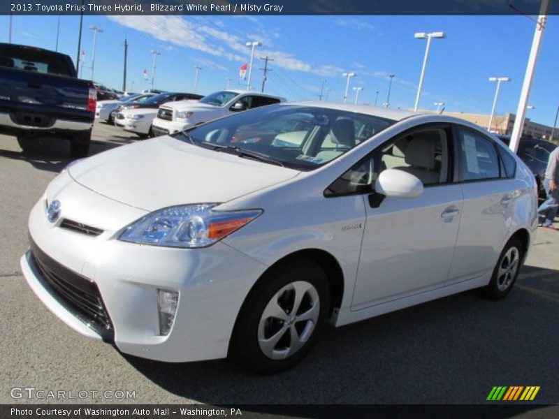 Blizzard White Pearl / Misty Gray 2013 Toyota Prius Three Hybrid