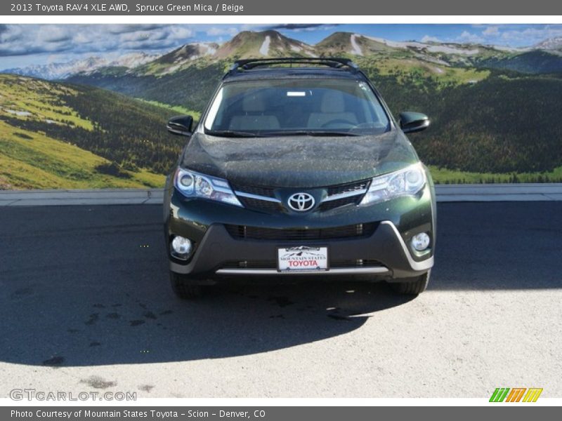 Spruce Green Mica / Beige 2013 Toyota RAV4 XLE AWD