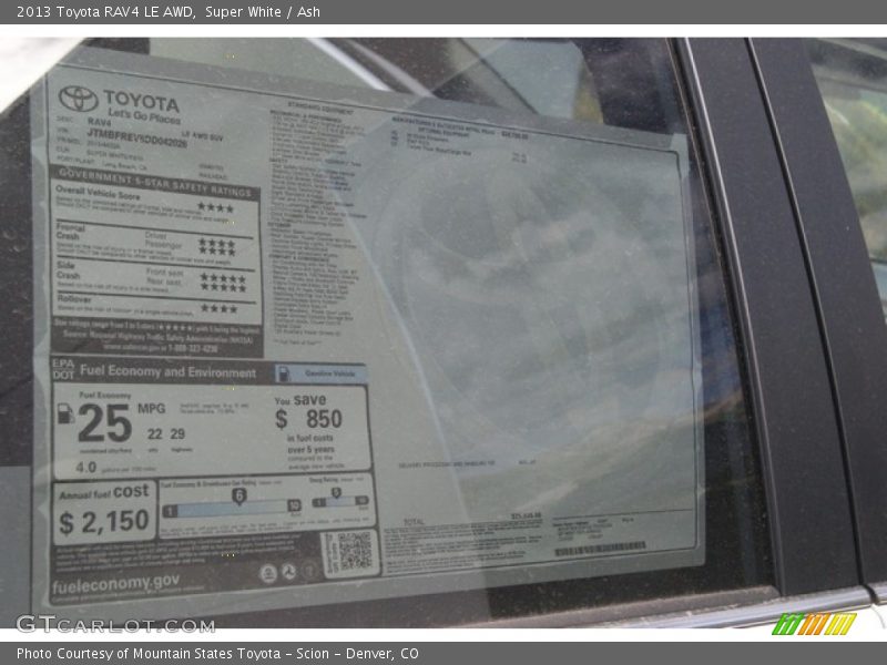 Super White / Ash 2013 Toyota RAV4 LE AWD