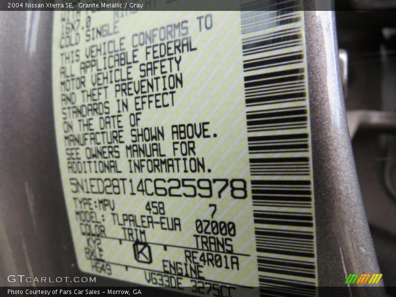 Granite Metallic / Gray 2004 Nissan Xterra SE
