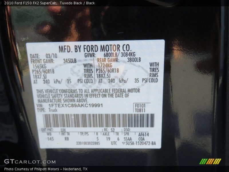 Tuxedo Black / Black 2010 Ford F150 FX2 SuperCab