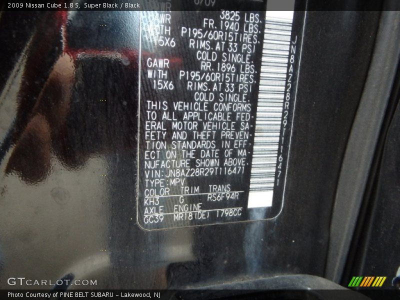 Super Black / Black 2009 Nissan Cube 1.8 S