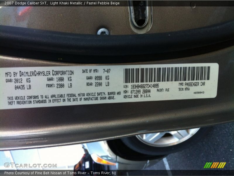 Light Khaki Metallic / Pastel Pebble Beige 2007 Dodge Caliber SXT