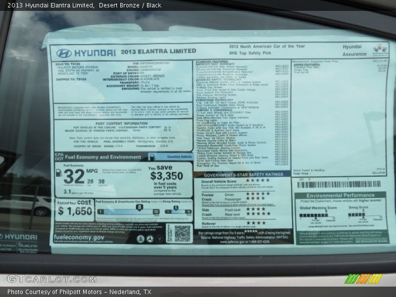 Desert Bronze / Black 2013 Hyundai Elantra Limited