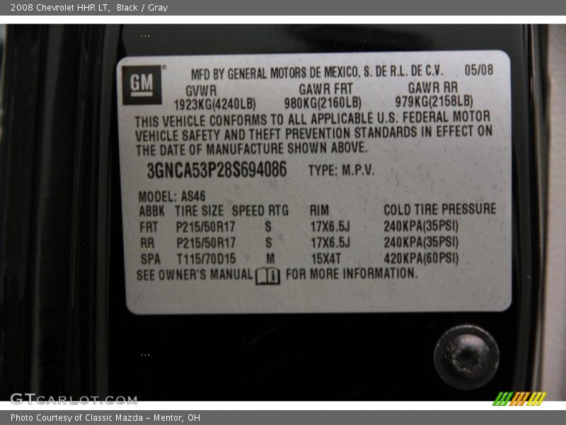 Black / Gray 2008 Chevrolet HHR LT