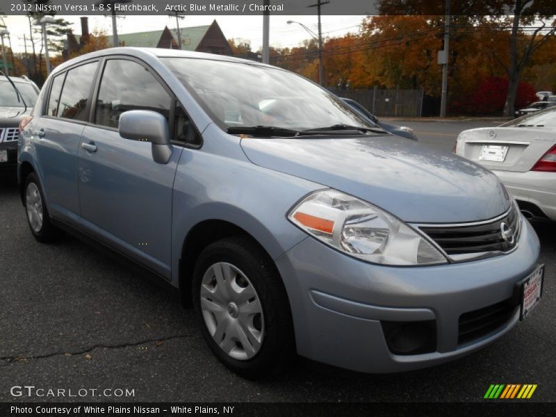 Arctic Blue Metallic / Charcoal 2012 Nissan Versa 1.8 S Hatchback
